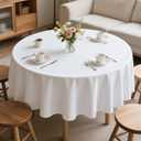 MRJ 70 Inch Round White Tablecloth Stain and Wrinkle Resistant Washable Polyester Table Cloth for Restaurant Hotel Wedding