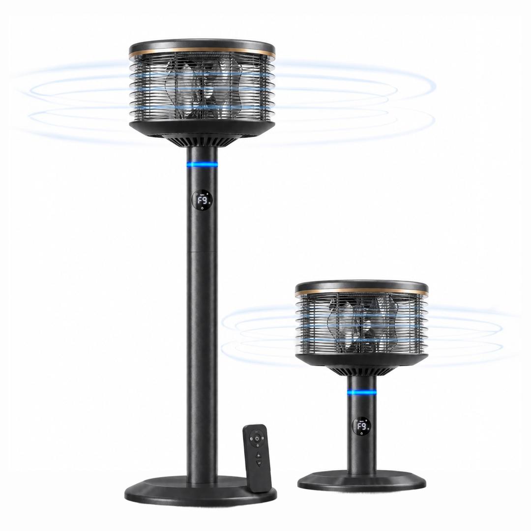 Spin360 Fan | 360° Airflow Wellness Fan with Aromatherapy Pods, Touchscreen Controls, Whisper Quiet 9 Speeds, Timer, Year Round Comfort, Modern Design Tabletop and Floor Fan with Ambient Light (Black)