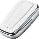 Tukellen for Toyota Key Fob Cover,Special Soft TPU Key Case Cover Protector Compatible with 2020-2022 Highlander Corolla Prius, 2018-2024 RAV4 Camry Avalon C-HR GT86 (only for Keyless go)-White