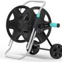 Garden Hose Reel Cart, Metal Heavy Duty Garden Hose Reel with Wheels,Portable Hose Carts Holds 50-120 feet,Hose Reel for Outdoor, Backyards, Gardens or Lawns (Black)