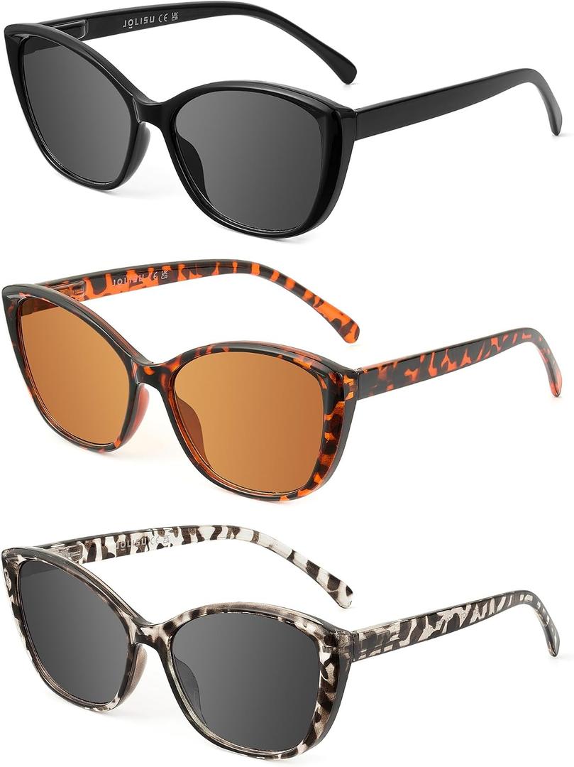 JOLISU 3 Pack Reading Sunglasses for Women, Sun Readers Glasses Spring Hinge Outdoor Sunglasses With UV400 Protection, +3.25