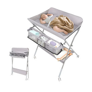 BlissBoard Portable Diaper Changing Table with Wheels for Baby, Mobile Folding Changing Station with 5-Level Adjustable Height and Large Storage Rack & Shelf