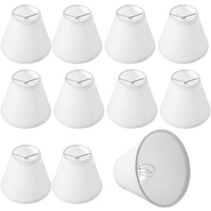 10 PCS Chandelier Lamp Shades Small Lamp Shade Clip on Fitter Lampshade Linen Lamps Shades, 3" x 6" x 5" (Beige White), About 3" X 6" X 5"