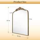 Vintage Gold Mirror, 24"x 32" Antique Gold Arched Wall Bathroom Mirrors