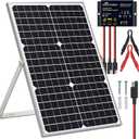 SOLPERK Solar Panel Kit 30W 12V, Solar Battery Trickle Charger Maintainer + Upgrade Waterproof Controller + Adjustable Mount Bracket for Boat Car RV Motorcycle Marine Automotive (30W PWM+Load)