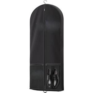 Travel Garment Bag Cover for Airplane, Car, Everyday Use-Heavy-Duty, Lightweight, Water-Resistant, Perfect for Suits, Dresses, or Uniforms, 57” Length, Black, One Size