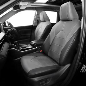 Car Seat Covers for Toyota Highlander 2020-2025 2026, Only 1st&2nd Row with 40/60 Split Bench Replacement Accessories Faux Leather Seat Cover Cushion - Black Grey