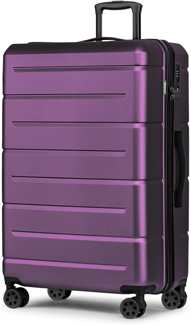 KYME Large Suitcases with Wheels Hardshell 28 Inch Luggage TSA Approved Big Checked Luggage Durable Travel Rolling Suitcase for Women Dark Purple