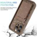 Compatible with iPhone 14 Pro Max Case with Card Holder, Bow Cherry Shockproof Soft TPU Protective Cover Women Girls, Anti Scratch Wallet Case for iPhone 14 Pro Max 6.7 Inch, Brown