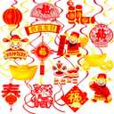 Happy Chinese New Year Hanging Swirls 18pcs Chinese New Year Decoration 2025 Spring Festival Ceiling Hanging Decor Chinese Year for 2025 Spring Festival Party Lunar New Year Party Supplies
