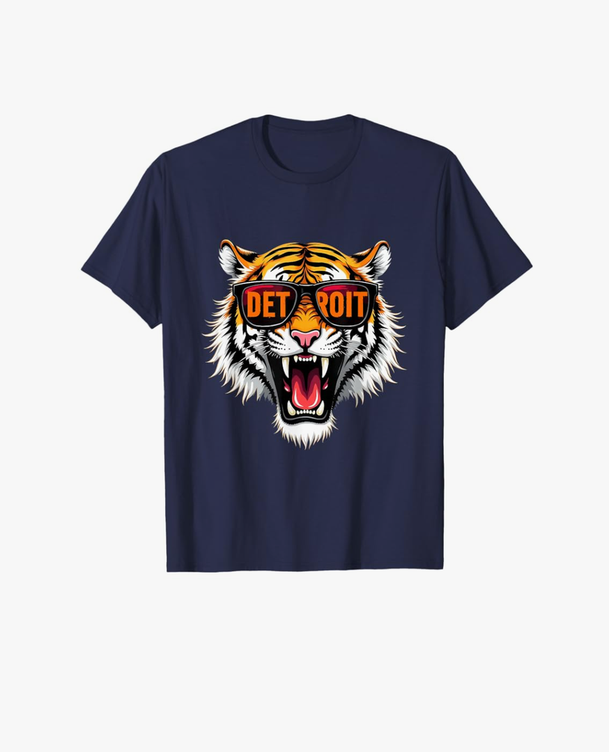 Classic Tigers Name Throwback Sports Fans Retro T-Shirt XL (Navy Blue)