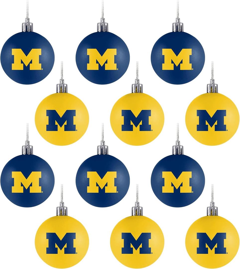 foco NCAA Team Logo 12-Pack Ball Hanging Tree Holiday Ornament Set