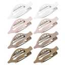 8 Pack Neutral Flat Hair Clips for Women Large No-Slip Claw Barrettes in Cream, Blonde, Mustard Yellow & Light Brown,Shiny Finish Strong Hold for Thick & Thin Hair