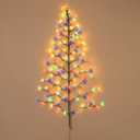 Lighted Christmas Wall Tree - Indoor/Outdoor LED 3 Foot High - Multi-Colored Lights - Battery Operated with Timer