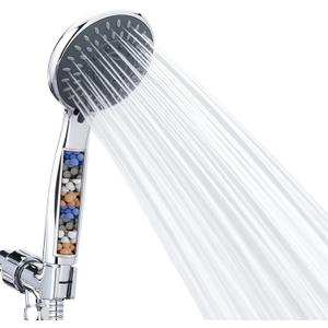 Briout Filtered Shower Head with Handheld, High Pressure 5 Spray Mode Showerhead with Hose Bracket Filter for Hard Water