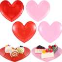4 PCS 11" Heart Shaped Plates Valentines Day Decorative Ceramic-Like Salad Dessert Plates Unbreakable Dishes Heart Serving Trays for Valentine's Party Anniversary Dating Wedding (Red & Pink)