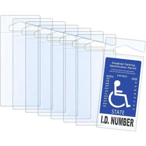 4 Pack Handicap Placard Holder for Auto, Clear PVC Parking Permit Hang Tag Sleeve 10.2" x 4.5", Rear View Mirror Accessories, Parking Passes Hanging for Car