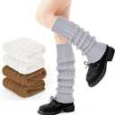 DODOKIE 3 Pairs Leg Warmers for Women Winter Thick Fleece Lined, Christmas Gifts for Her Wife Sister Stocking Stuffers 2025 (White, Brown, Grey)