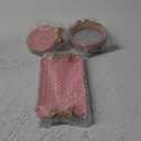 Perfume Tray Coquette Room Decor - 3 Pcs Decorative Jewelry Tray & Bow Makeup Mirror, Cute Jewelry Organizers, Aesthetic Anthropologie Hoom Decor for Room Bathroom Dorm, Vintage Gifts for Women, Pink