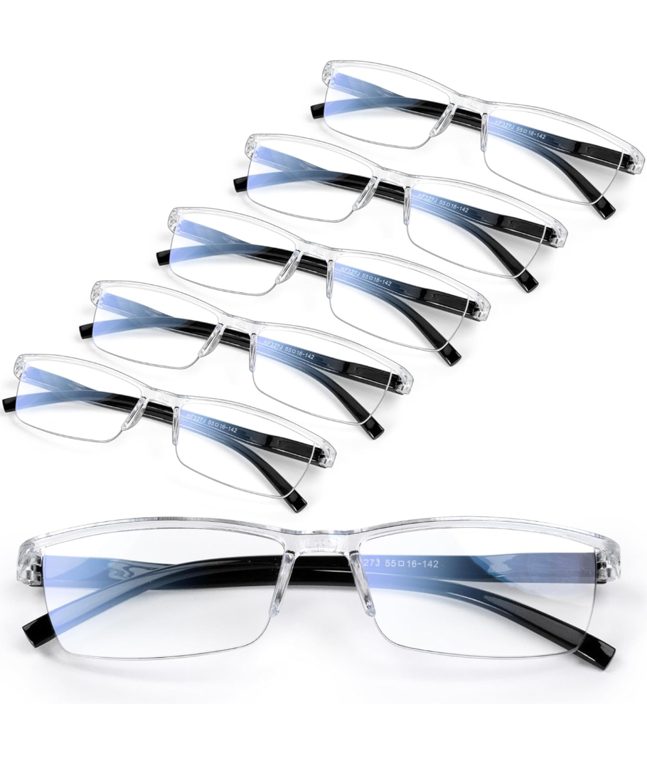 6 pack Executive Style Reading Glasses Men - Durable Readers with 99% Blue Light Blocking - Comfortable Fit with TR90 Frames, +3.5