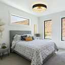 VILUXY Black and Gold Semi Flush Mount Ceiling Light Fixture, 24 Large Modern Ceiling Light with Linen Fabric Shade 5-Light Drum Ceiling Lamp for Bedroom Living Dining Room Enteyway