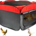 Portable Chicken Brooder Box Kit, Waterproof Chick Starter House with Storage Bag, Ground Stakes, Removable Liner, Red and Black
