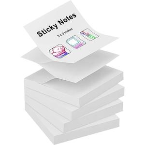 ZCZN 400 Sheets Pop-up Sticky Notes, 3 x 3 Inches, 4 Pads Bright Color Self-Stick Notes, 100 Sheets/Pad, White