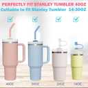 6pc Plastic Replacement Straws Reusable for Stanley Tumbler 30 oz 40 oz, 12 Inch Straight Replacement Straw with Silicone Tips, Straw Covers and Cleaning Brushes