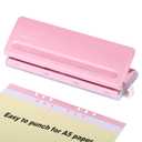 WORKLION Adjustable 6 Hole Punch: Metal Six Hole Puncher for Planners and 6-Ring Binders with 6 Sheet Capacity for A4 / A5 / A6 / Personal/Pocket Size (Pink)
