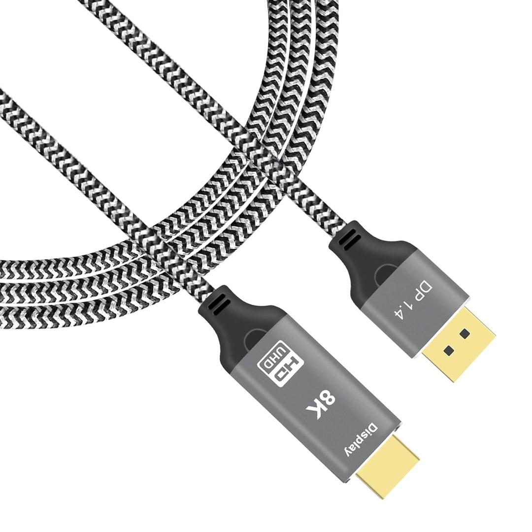 8K DisplayPort to HDMI Cable, (DP to HDMI 4K 120Hz 8K 30Hz Cable) Uni-Directional Display Port to HDMI Monitor Converter Compatible. Male to Female (8K 30Hz Cable)