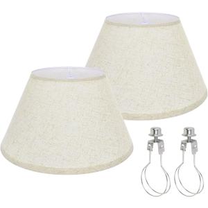 Small Beige Lamp Shades Set of 2, 5.5" Top X 10" Bottom X 6.6" High, Seaside village Table lamp, Floor Lamps, Pendant Light, Wall Light Replacement Lampshade, Clip on Adapters Included