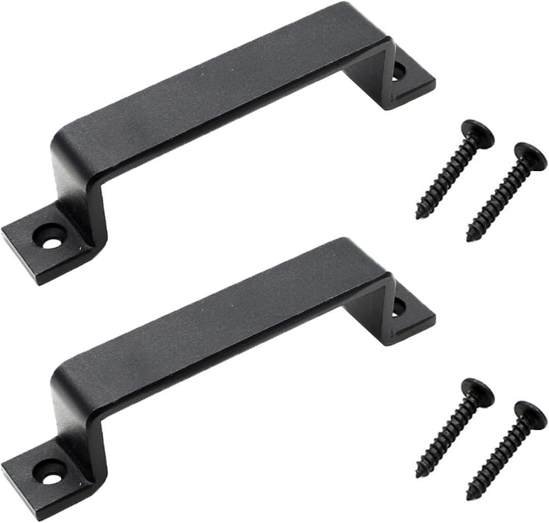 2 Pcs Sliding Barn Door Handles 7.3",Heavy Duty Garage Door Pull Handles,Rustic Design Black Gate Handles Hardware for Sliding Barn Garages Closet Sheds Drawer Doors Gate