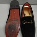 LCQL Men's Luxury Velvet Penny Loafer Shoes Noble Slip-on Suede Loafers Smoking Slippers Plus Size (11.5, Black)