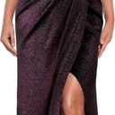 VFSHOW Womens Sexy Formal Ruched Fitted High Slit Bodycon Maxi Dress Spaghetti Strap Sweetheart Cocktail Prom Evening Gown (Purple, M)