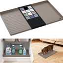 URMONA Waterproof Silicone Under Sink Mat 16'' x 10'' Shelf Liner for Kitchen and Bathroom, Cabinet and Counter Protector, Storage and Organizers, Litter Mat, Pet Cat Puppy Essentials(Beige)