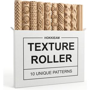 Hokkieam Clay Texture Rollers | 10-Pack Polymer Clay Texture Roller Set for Pottery & Crafting