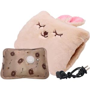 Cute Hot Water Bottle with Soft Cover Portable Rechargeable Electric Hot Water Bag for Menstrual Cramps Hot Compress Heating Pad,Plush Bunny Hand Warmer Spring Impressive Gift