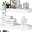QEEIG Bathroom Floating Shelves for Wall - 15.7" Wall Mounted Shelf Over Toilet Farmhouse Home Decor Display Bookshelf Small 15.7 x 6.7 inch Set of 2, White (008-40W)