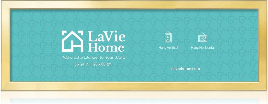 LaVie Home 8x24 Picture Frame Gold, Panoramic Picture Frame for Wall Decoration, Classic Gold Minimalist Style Suitable for Decorating Houses, Offices, Hotels（1 Pack）