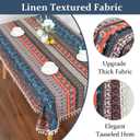 VOGOL Linen Textured Table Cloth, Striped Printed Boho Style Rectangle Table Cover for Thanksgiving Dinner, Decorative Tablecloth for Dining Table, 52 x 102 in (C4)