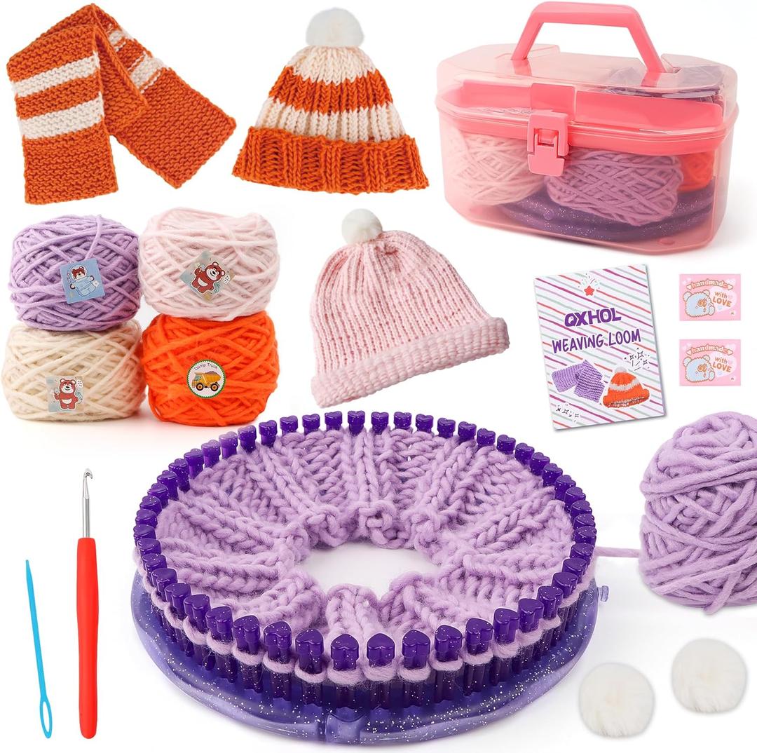 QXHOL Knit Hat Scarf Knitting Loom Kit - DIY Craft Kit for BeginnersCreate Custom Hats & Scarves Ideas Christmas Birthday Gifts for Girls & BoysToys for Age Kids 6 7 8 9 10 11 12