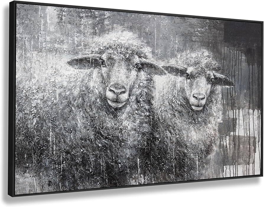 Animal Wall Art Decor Farmhouse Sheep Picture Modern Farmhouse Decor Vintage Rustic Farm Animals Painting Cute Sheep Artwork For Kitchen Living Room