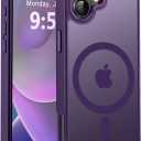 Newfuture Designed for iPhone 16 Case with Magnetic [13 FT Military Drop Protection] [Compatible with Magsafe] Slim Translucent Matte Shockproof with Anti-Fingerprint Phone Case, Deep Purple
