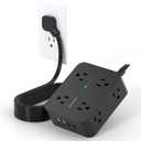 10 Ft Power Strip Long Cord, HANYCONY Extension Cord Surge Protector with Flat Plug, 8 Outlets 4 USB Charging Station(2 USB C), Wall Multiple Plug Outlet Extender for Home Office Desk