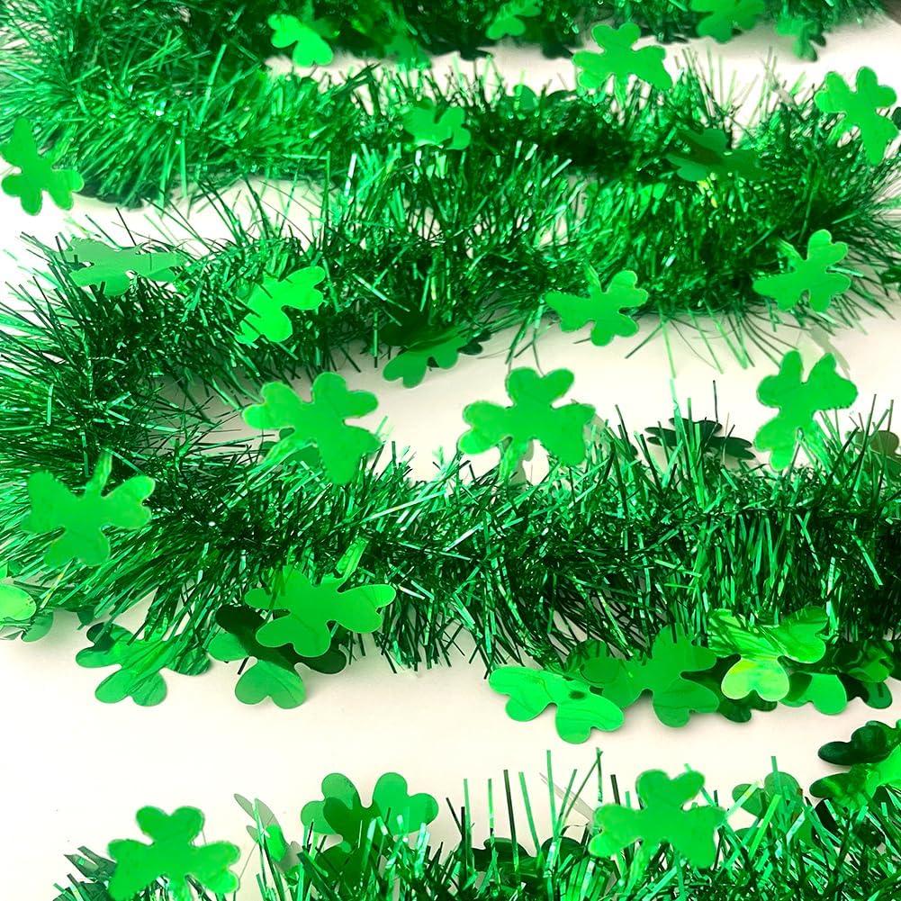 2 x St Patricks Day Decorations Garlands - 33 Ft Green Garland St Patricks Day Garland Atmosphere Setup Fine Clover Tinsel Hanging Twist Hanging Decorations for Party Holiday Supplies