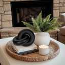 Table Decor Handcrafted Wooden Knot Sculpture Decor Modern Nordic Style Decorative Accent for Home, Office, Shelf, and Console Table Matte Black Finish, 7"x4.7"