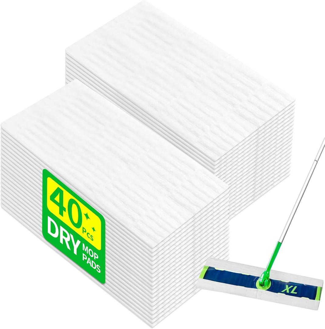 XL Dry Sweeping Cloths Compatible with Swiffer Sweeper XL Mop, Disposable Sweeping Dry Pads Refill, Dry Floor Cloths to Clean Dust, Dirt, Pet Hair, 40 Count
