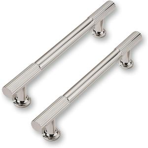 2 Pack 5 Inch(128mm) Hole Center Polished Nickel Cabinet pulls Kitchen Handles Solid Heavy Duty Cabinet Pull Kitchen Hardware