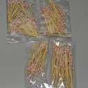 200 PCS Pink Cocktail Toothpicks for Appetizers, Natural Bamboo Coctail Skewers Sticks, Pearl Decorative Cocktail Tooth Picks for Drinks, Fruit, Charcuterie, Wedding Food Party Fancy 4.7 Inch Long