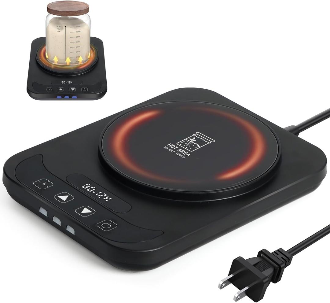 USHYMJT Sourdough Starter Warmer  Precision Temperature Control (70-100F, 1F Adjustable) with 12H Timer, Auto Shutoff & Waterproof Thermometer | Compact, Energy-Efficient Design for Home Bakers